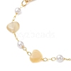 Colorful Cat Eye Heart & Plastic Pearl Beads Brass Chain Bracelet Making AJEW-JB01387-3