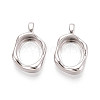 Irregular 925 Sterling Silver Blank Bezel Cup Pendant Cabochon Settings STER-T008-85P-1