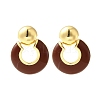 Flat Round Brass Enamel Stud Earrings EJEW-B120-06G-01-2