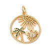 Brass Micro Pave Green Cubic Zirconia Pendants CU-CBA6344-08G-1
