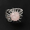 Natural Rose Quartz Sun & Moon Open Cuff Rings RJEW-K241-01P-04-2