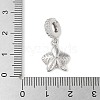 Brass Micro Pave Clear Cubic Zirconia Flower European Dangle Charms KK-C086-03P-02-3