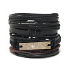 Cowhide & Imitation Leather Cord Knitted Multi-strand Bracelets WG31D03-51-1