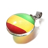 Flat Round 201 Stainless Steel Acrylic Pendants STAS-U036-01P-03-2