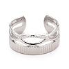 Ion Plating(IP) 304 Stainless Steel Oval Wrap Open Cuff Ring for Women RJEW-C025-30P-3