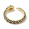 Rack Plating Snake Brass Micro Pave Cubic Zirconia Cuff Ring RJEW-C107-01G-3