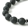 Natural Black Agate & Synthetic Hematite & Cubic Zirconia Round Beaded Stretch Bracelet BJEW-JB09442-4