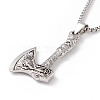 Alloy Axe Pendant Necklace with 304 Stainless Steel Box Chains for Men Women NJEW-G035-02AS-2