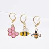 8Pcs 8 Style Bee & Honeycomb Dangle Leverback Earrings for Women HJEW-NB0001-36-5