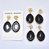 Natural Druzy Agate Dangle Stud Earrings EJEW-L228-02-G-2