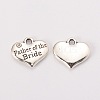 Wedding Theme Antique Silver Tone Tibetan Style Alloy Heart with Father of the Bride Rhinestone Charms TIBEP-N005-19C-1