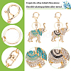 WADORN 2Pcs 2 Colors Cute Elephant Enamel Rhinestones Pendant Keychain KEYC-WR0001-39-3