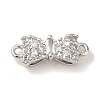 Brass Pave Clear Cubic Zirconia Connector Charms KK-G499-14P-1