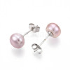 Pearl Ball Stud Earrings EJEW-Q701-01B-02-1