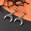 Crescent Moon 316 Surgical Stainless Steel Belly Button Rings/Earrings EJEW-G416-17AS-1