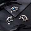 AHADEMAKER 3Pcs 3 Colors Crystal Rhinestone Eye of Ra/Re Safety Pin Brooch with Glass Beads JEWB-GA0001-09-9