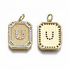 Brass Micro Pave Clear Cubic Zirconia Pendants KK-S356-234U-G-NF-2