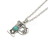 Letter A~Z Antique Silver Plated Alloy with Synthetic Turquoise Pendant Necklaces NJEW-G080-01P-2