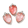 Cherry Quartz Glass Faceted Pendants G-M431-06P-12-1