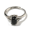 Oval Natural Black Agatee Adjustable Rings RJEW-Q818-01P-06A-3