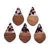 Transparent Resin and Walnut Wood Pendants RESI-T057-06B-1