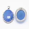 Natural Blue Agate Pendants G-D851-14-2