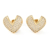 Brass Pave Clear Cubic Zirconia Stud Earrings for Women EJEW-S225-09G-03-1