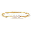 Brass & Glass & Natural Freshwater Pearls Beads Stretch Bracelets for Women OA4246-5-1