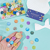 140Pcs 14 Styles Spray Painted Natural Capiz Shell Connector Charms BSHE-SC0001-34-3