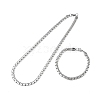 304 Stainless Steel Box Chain Necklaces & Bracelets Sets SJEW-D091-12P-4