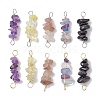 10Pcs 5 Styles Constellation Natural Strawberry Quartz & Amethyst & Obsidian & Fluorite & Rose Quartz Copper Wire Wrapped Chip Beaded Connector Charms PALLOY-JF02905-02-1