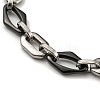 Two Tone 304 Stainless Steel Oval & Rhombus Link Chain Bracelet BJEW-B078-46BP-2