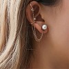 Alloy & Round Imitation Pearl Tassel Chain Cuff Crawler Climber Cartilage Earrings FS-WG06E18-01-1