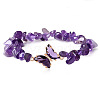 Fashionable Natural Amethyst Chips Beaded Bracelets TI6720-1-1