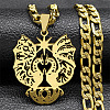 304 Stainless Steel Gothic Double Dragon with Star Pendant Necklaces NJEW-S007-18G-1