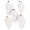 Natural White Jade Gemstone Pointed Pendants G-K384-01P-09-1