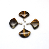 Fan Natural Tiger Eye Pendants G-Q358-01-2