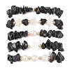 5Pcs 5 Style Natural Obsidian Chips Stretch Bracelets Set BJEW-JB09551-03-2