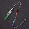 Natural Green Aventurine & Mixed Gemstone Bullet Pointed Dowsing Pendulums CHAK-PW0001-051H-1