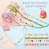 AHADERMAKER 4 Bundles 4 Colors School Theme Single Face  Printed Polyester Ribbons OCOR-GA0001-79-3