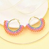 304 Stainless Steel & Bohemian Beaded Fan Hoop Earrings for Women EJEW-R001-01G-05-5