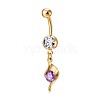 Brass Cubic Zirconia Navel Ring AJEW-EE0004-28D-5