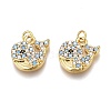 Brass Micro Pave Clear & Sky Blue Cubic Zirconia Charms ZIRC-O035-11G-1