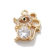 Rack Plating Brass Micro Pave Cubic Zirconia Charms KK-P231-01G-1