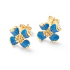 Brass Enamel Stud Earrings EJEW-H125-14C-G-1