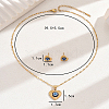 Vintage 201 Stainless Steel & Plastic Heart with Evil Eye Stud Earrings & Pendant Necklaces Set for Women JC7248-2