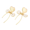 Brass ABS Plastic Pearl Dangle Stud Earrings EJEW-U040-20G-4