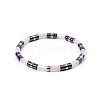Bohemian Natural Rose Quartz & Platinum Synthetic Non-magnetic Hematite Beaded Stretch Bracelets for Women LS-NY1304-1-1