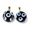 Handmade Evil Eye Lampwork Pendants LAMP-F030-01G-03-2