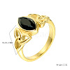 Horse Eye & Knot 304 Stainless Steel with Cubic Zirconia Finger Rings FS-WG8EA45-07-3